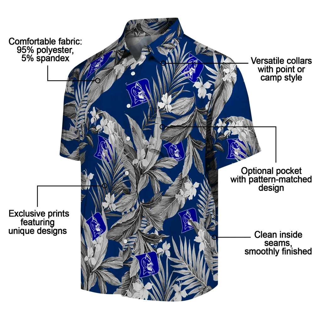 Duke Blue Devils Hawaiian Shirt - Palm Leaves duke blue devils palm leaves blue hawaiian shirts new arrival