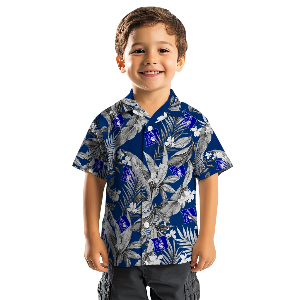 Duke Blue Devils Hawaiian Shirt - Palm Leaves duke blue devils palm leaves blue hawaiian shirts top rated