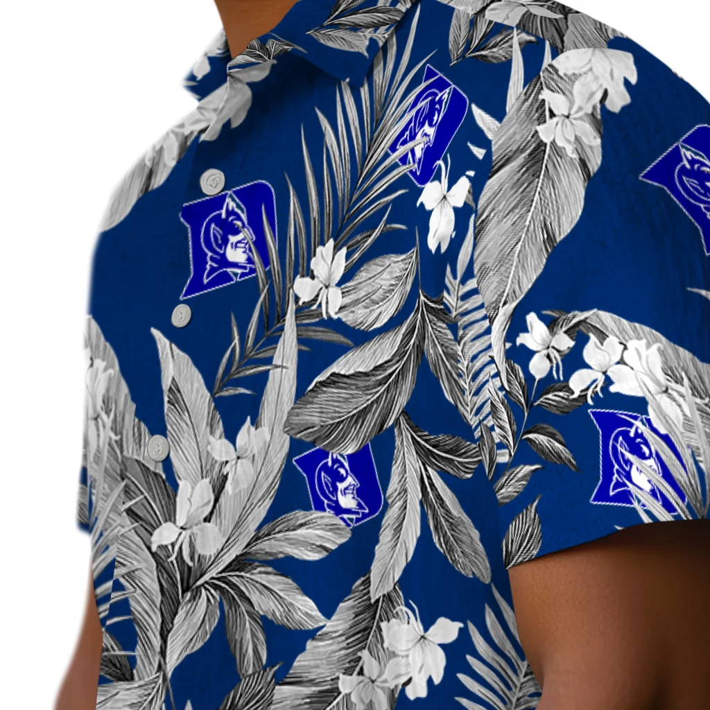 Duke Blue Devils Hawaiian Shirt - Palm Leaves duke blue devils palm leaves blue hawaiian shirts trendy