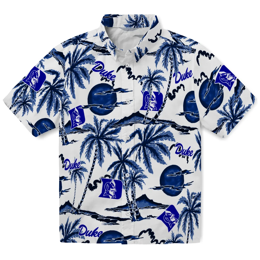 Duke Blue Devils Hawaiian Shirt - Palm Sunset duke blue devils palm sunset hawaiian shirts best selling