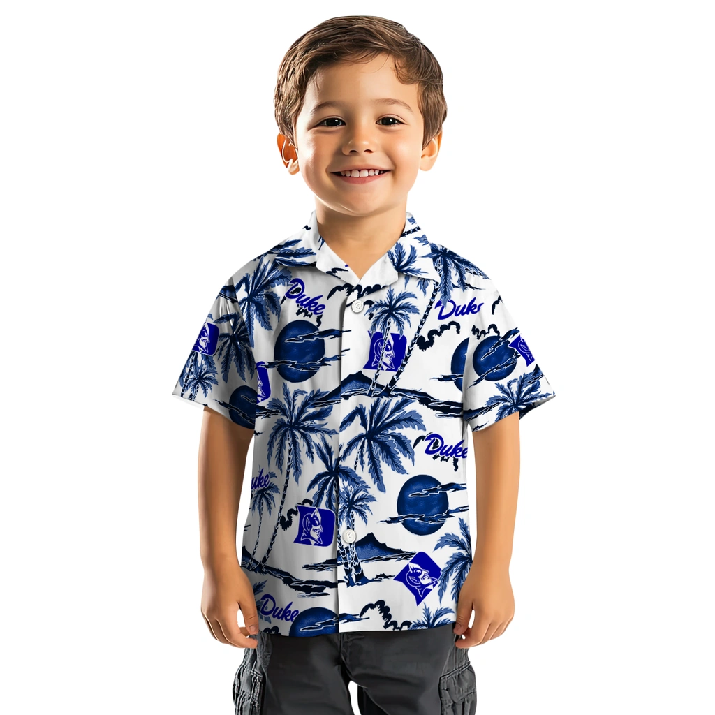 Duke Blue Devils Hawaiian Shirt - Palm Sunset duke blue devils palm sunset hawaiian shirts top rated