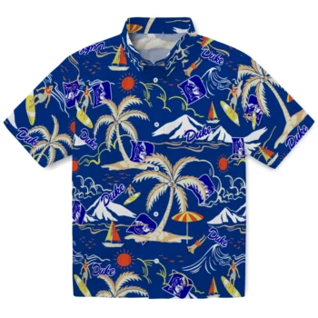 duke blue devils palm tree island blue hawaiian shirts best selling