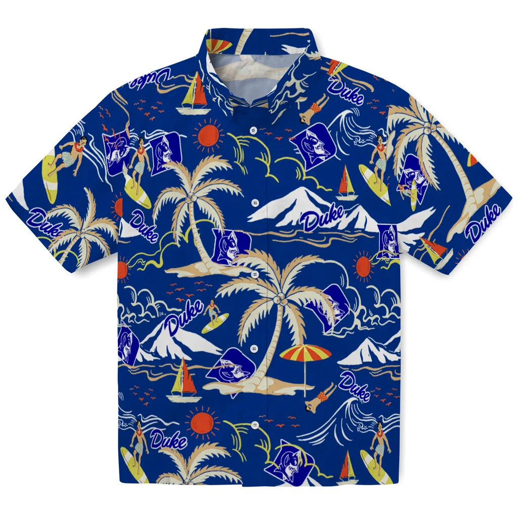 Duke Blue Devils Hawaiian Shirt - Palm Tree Island duke blue devils palm tree island blue hawaiian shirts best selling