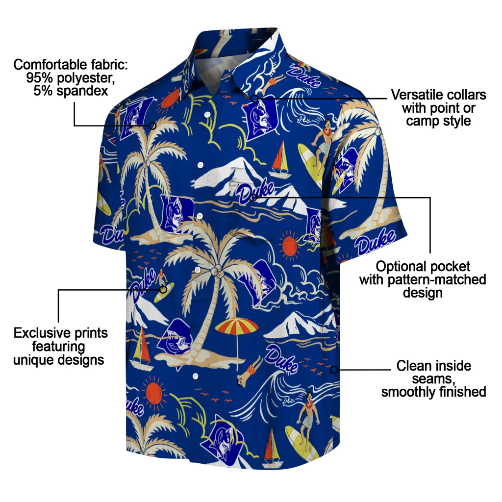 Duke Blue Devils Hawaiian Shirt - Palm Tree Island duke blue devils palm tree island blue hawaiian shirts new arrival