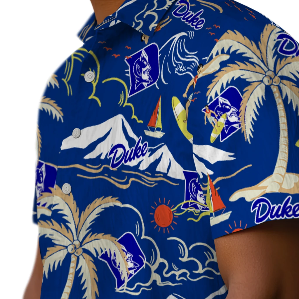 Duke Blue Devils Hawaiian Shirt - Palm Tree Island duke blue devils palm tree island blue hawaiian shirts trendy