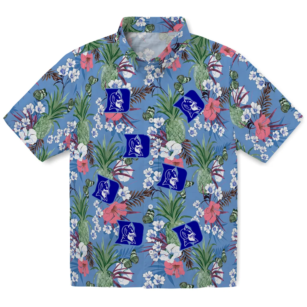 Duke Blue Devils Hawaiian Shirt - Pineapple Bouquet duke blue devils pineapple bouquet best sky blue hawaiian shirts best selling