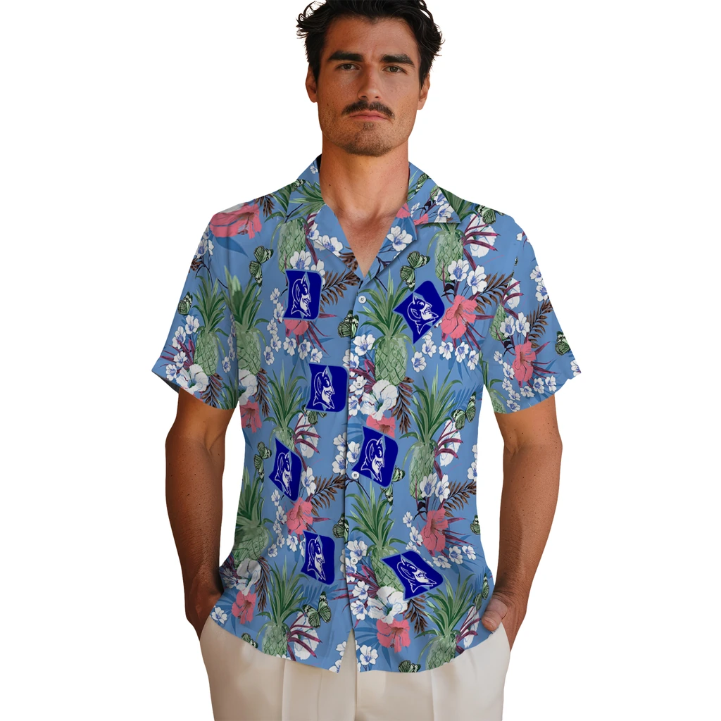 Duke Blue Devils Hawaiian Shirt - Pineapple Bouquet duke blue devils pineapple bouquet best sky blue hawaiian shirts fashion forward