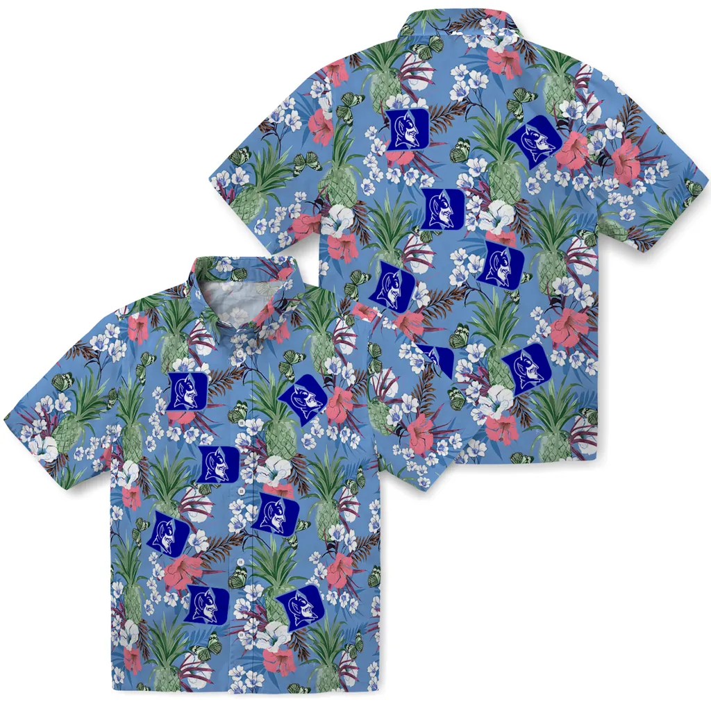 Duke Blue Devils Hawaiian Shirt - Pineapple Bouquet duke blue devils pineapple bouquet best sky blue hawaiian shirts high quality