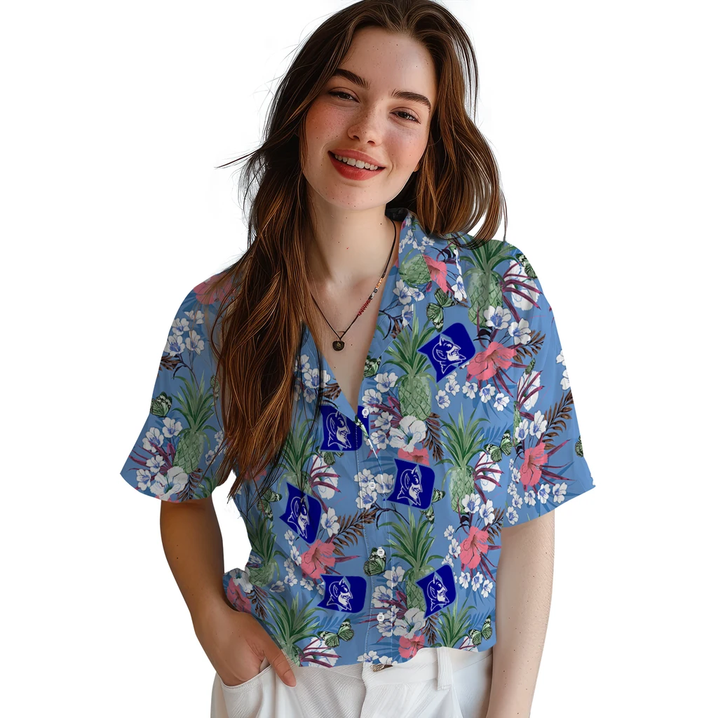 Duke Blue Devils Hawaiian Shirt - Pineapple Bouquet duke blue devils pineapple bouquet best sky blue hawaiian shirts latest model