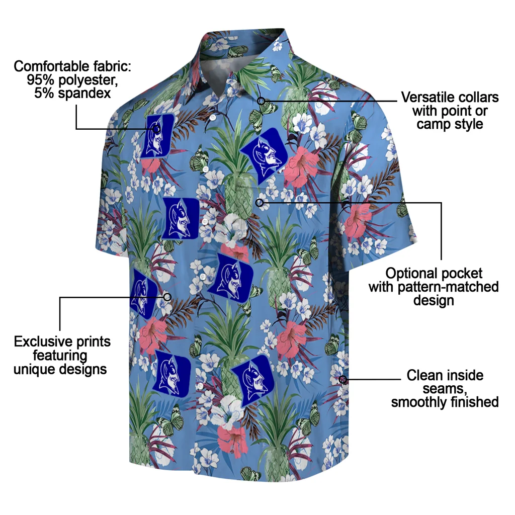 Duke Blue Devils Hawaiian Shirt - Pineapple Bouquet duke blue devils pineapple bouquet best sky blue hawaiian shirts new arrival