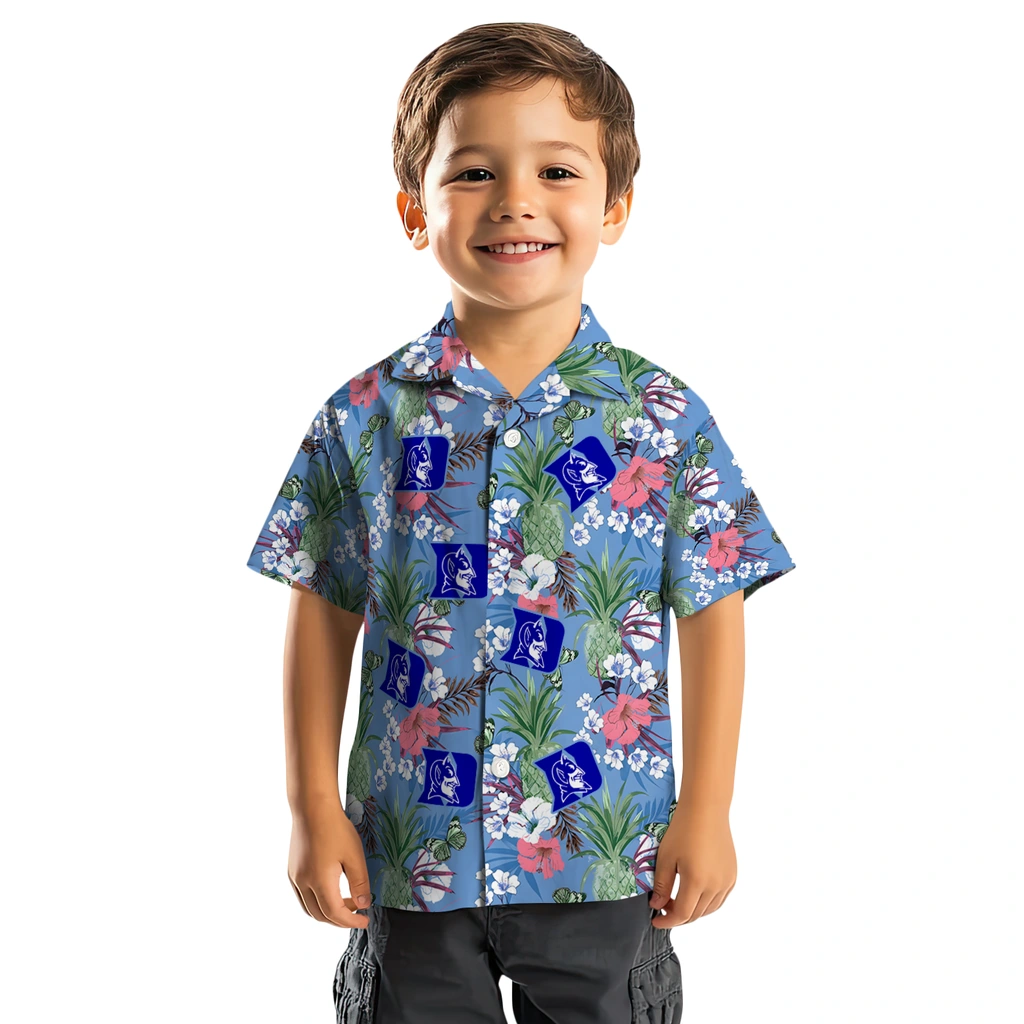 Duke Blue Devils Hawaiian Shirt - Pineapple Bouquet duke blue devils pineapple bouquet best sky blue hawaiian shirts top rated