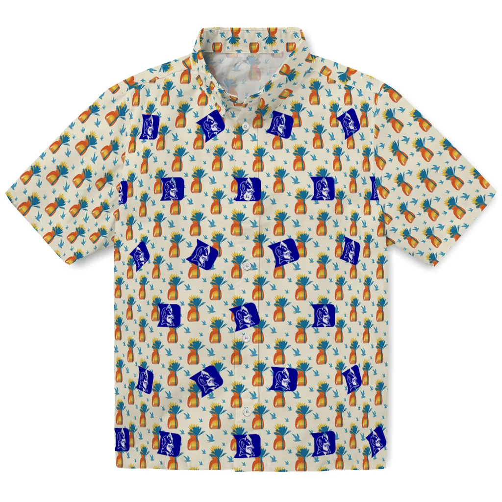 Duke Blue Devils Hawaiian Shirt - Pineapple Delight duke blue devils pineapple delight beige hawaiian shirts best selling