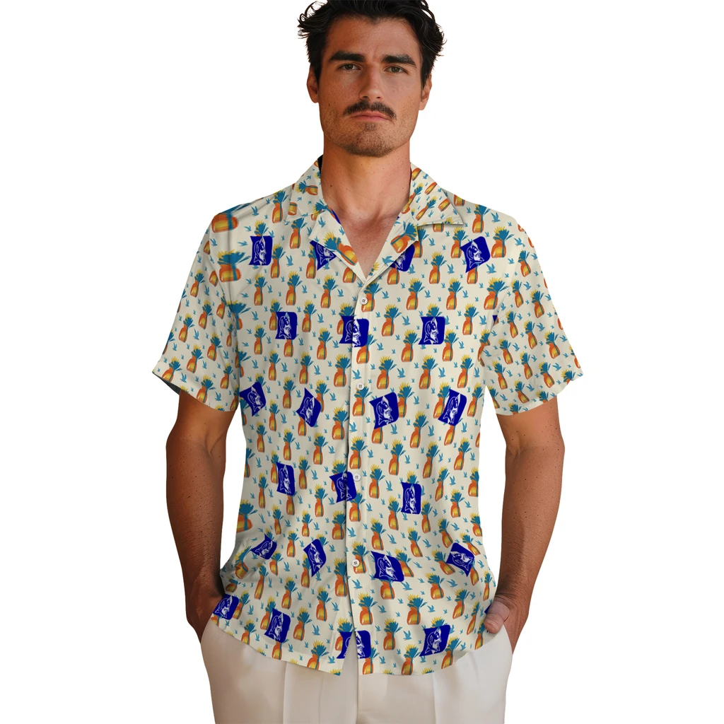 Duke Blue Devils Hawaiian Shirt - Pineapple Delight duke blue devils pineapple delight beige hawaiian shirts fashion forward