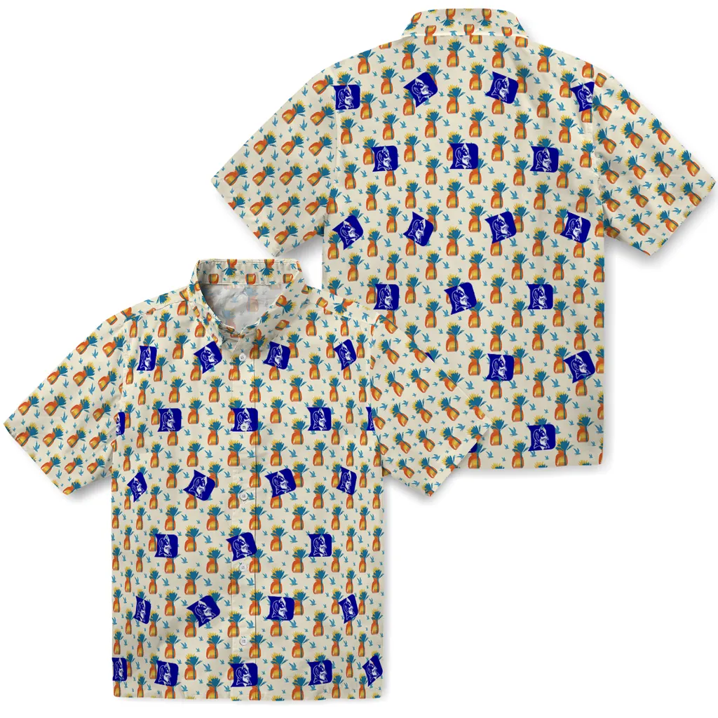 Duke Blue Devils Hawaiian Shirt - Pineapple Delight duke blue devils pineapple delight beige hawaiian shirts high quality