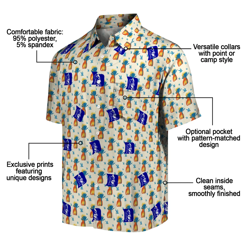 Duke Blue Devils Hawaiian Shirt - Pineapple Delight duke blue devils pineapple delight beige hawaiian shirts new arrival