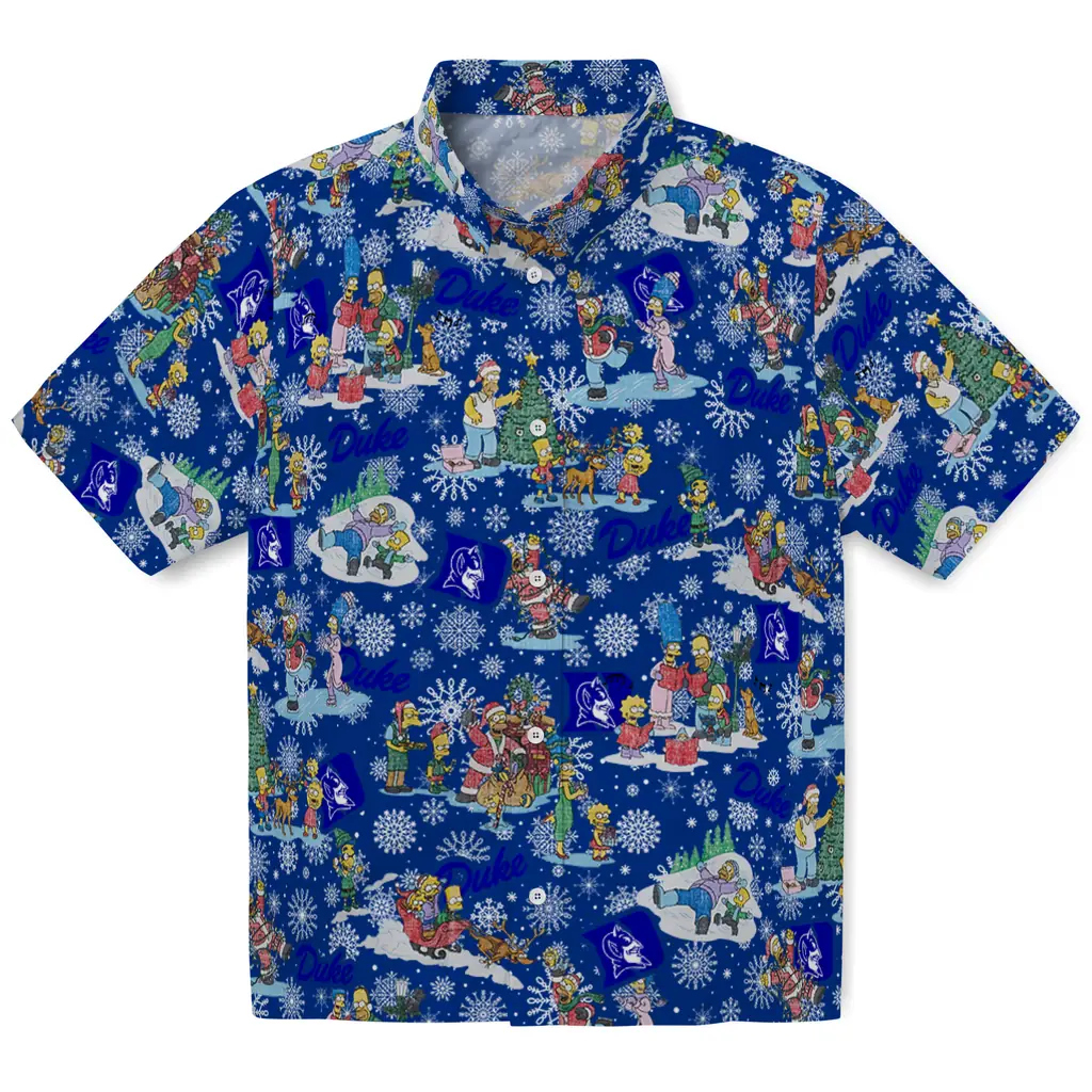 Duke Blue Devils Hawaiian Shirt - Simpsons Christmas duke blue devils simpsons christmas blue hawaiian shirts best selling