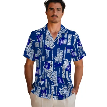 duke blue devils turtle lines blue hawaiian shirts fashion forward