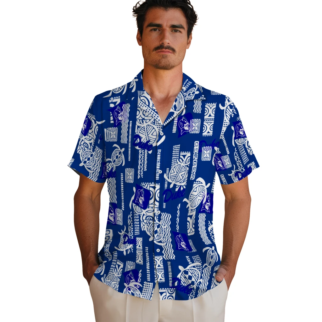 Duke Blue Devils Hawaiian Shirt - Turtle Lines duke blue devils turtle lines blue hawaiian shirts fashion forward