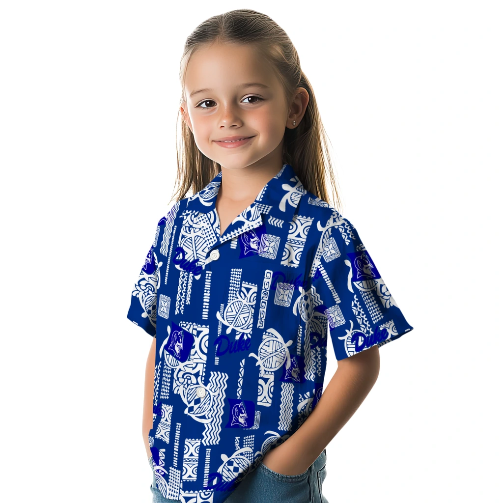 Duke Blue Devils Hawaiian Shirt - Turtle Lines duke blue devils turtle lines blue hawaiian shirts premium grade