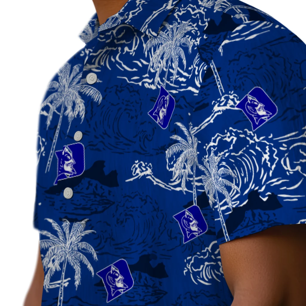 Duke Blue Devils Hawaiian Shirt - Wave Palm duke blue devils wave palm blue hawaiian shirts trendy