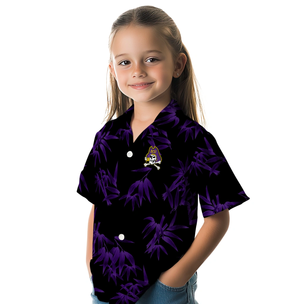 East Carolina Pirates Hawaiian Shirt - Bamboo Branches east carolina pirates bamboo branches purple black hawaiian shirts premium grade