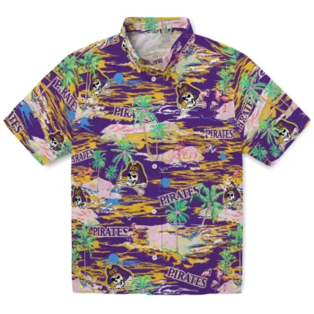 east carolina pirates flamingo retreat purple hawaiian shirts best selling
