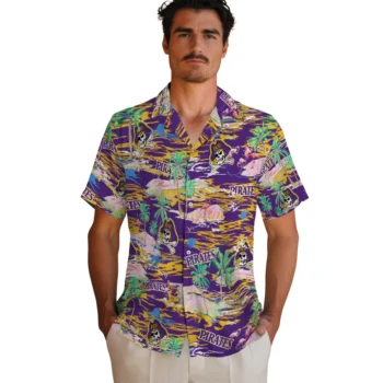 east carolina pirates flamingo retreat purple hawaiian shirts fashion forward