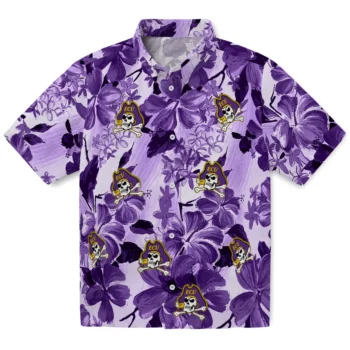 east carolina pirates hibiscus arrangement purple hawaiian shirts best selling