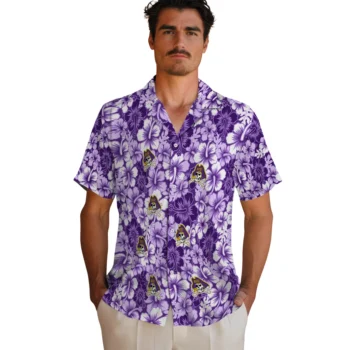east carolina pirates hibiscus blooms purple hawaiian shirts fashion forward