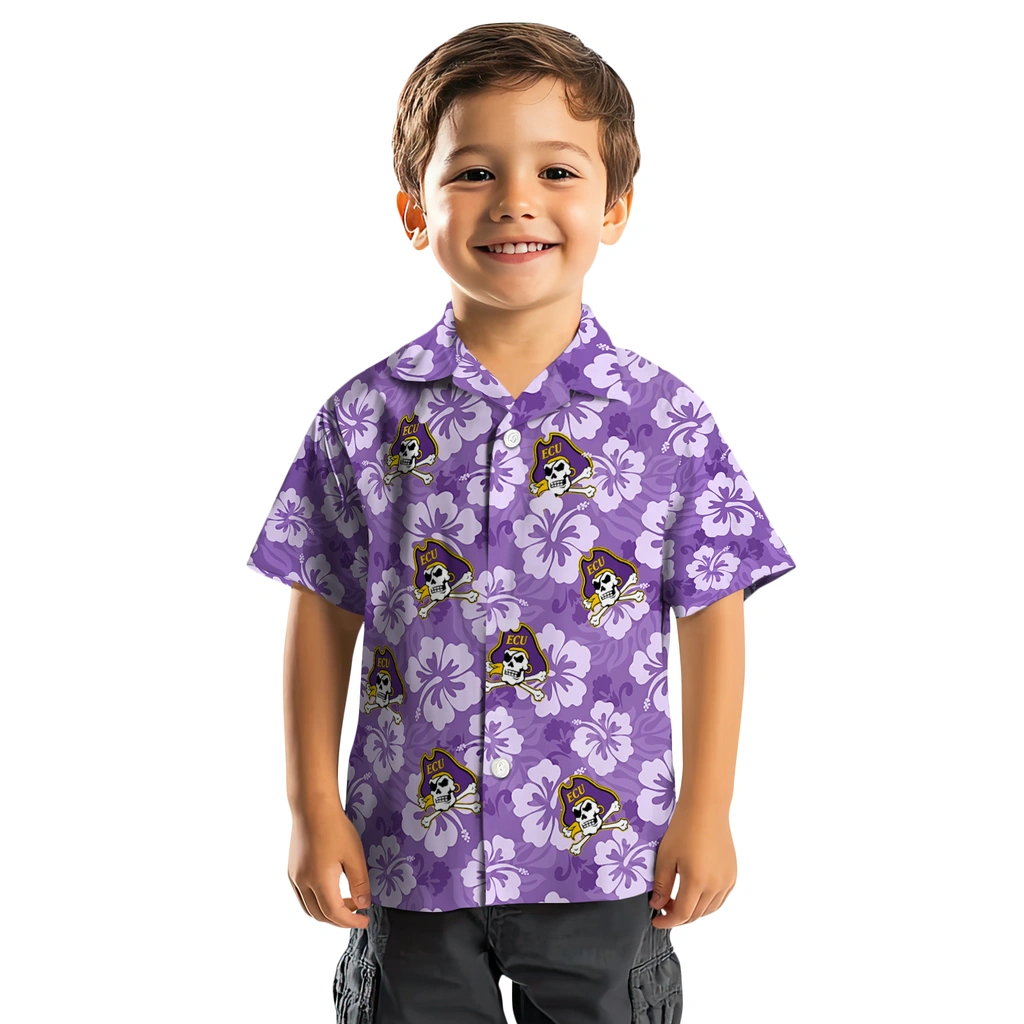 East Carolina Pirates Hawaiian Shirt - Hibiscus Cluster east carolina pirates hibiscus cluster purple hawaiian shirts top rated