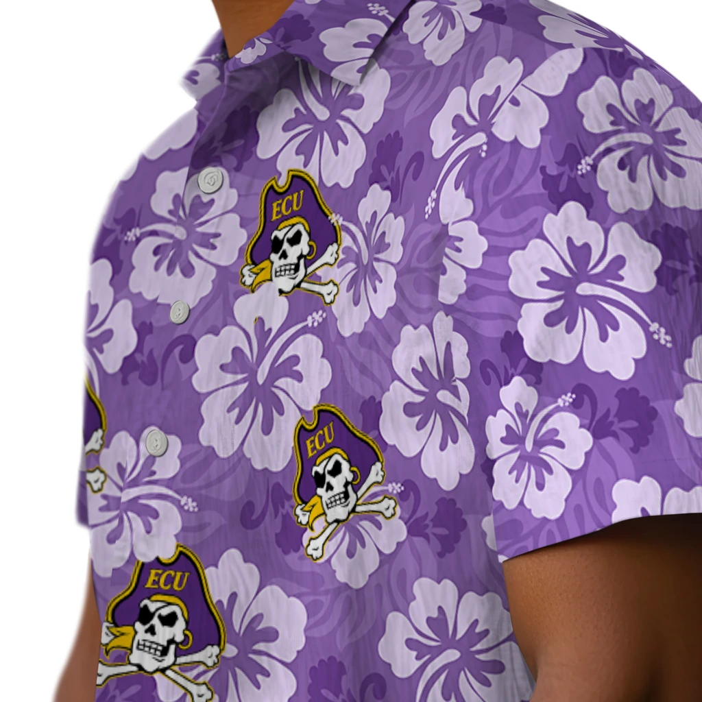 East Carolina Pirates Hawaiian Shirt - Hibiscus Cluster east carolina pirates hibiscus cluster purple hawaiian shirts trendy