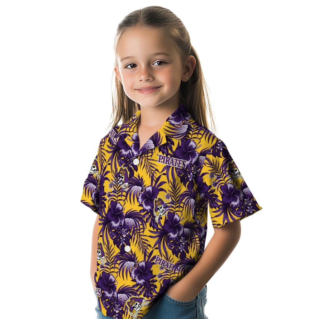 East Carolina Pirates Hawaiian Shirt - Hibiscus Exotic east carolina pirates hibiscus exotic purple hawaiian shirts premium grade