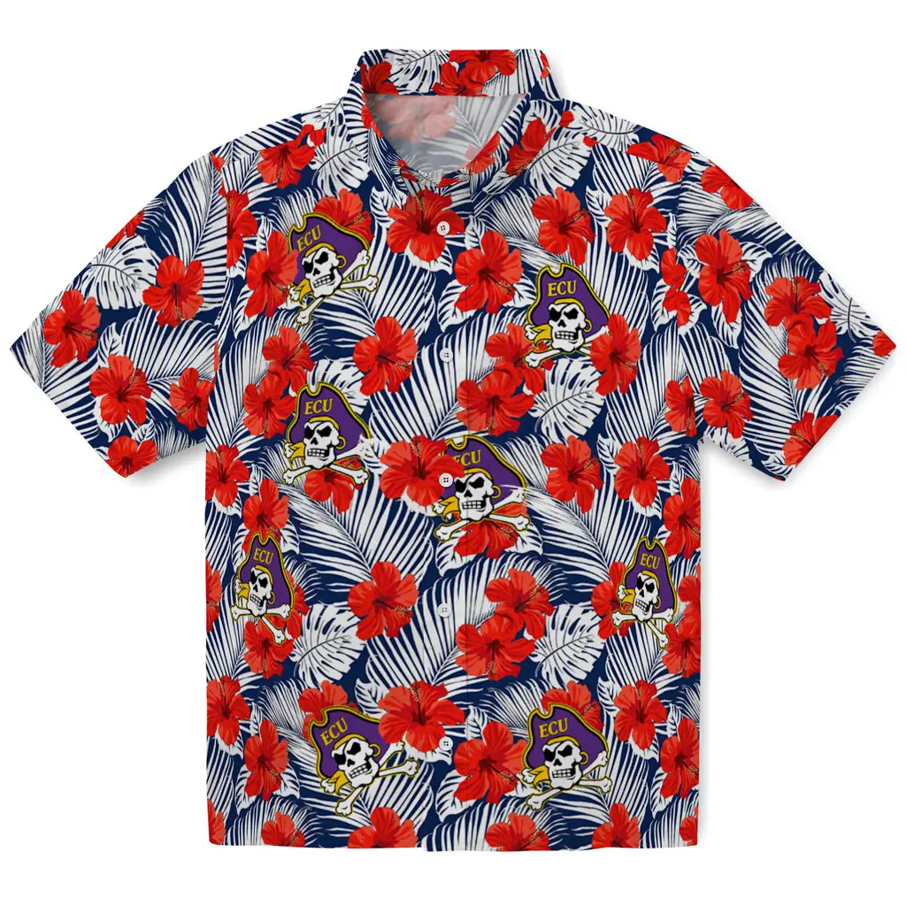 East Carolina Pirates Hawaiian Shirt - Hibiscus Fiesta east carolina pirates hibiscus fiesta red royal blue hawaiian shirts best selling