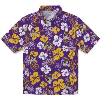 east carolina pirates hibiscus bloom purple hawaiian shirts best selling