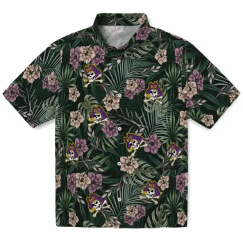east carolina pirates hibiscus leaves pattern green hawaiian shirts best selling