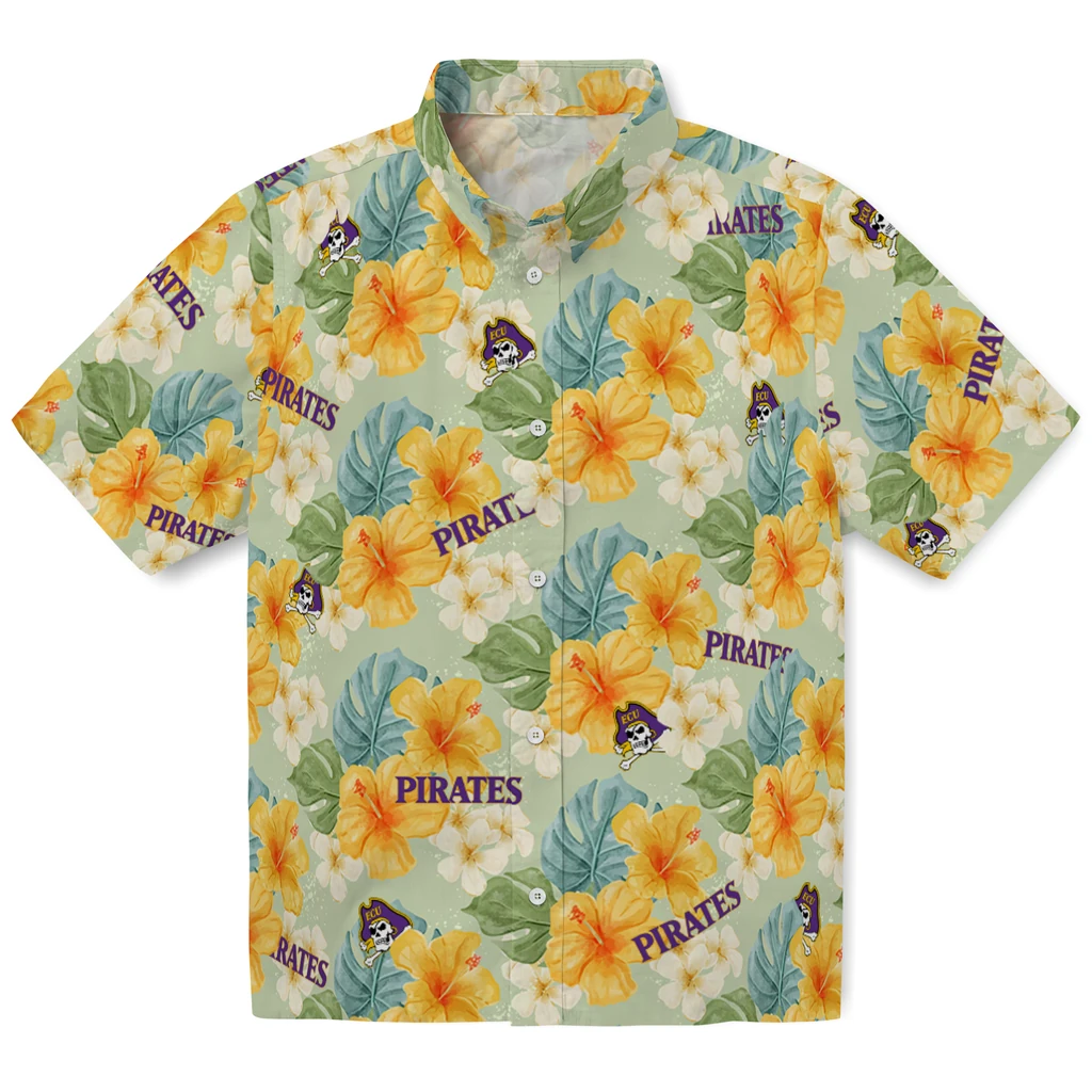 East Carolina Pirates Hawaiian Shirt - Hibiscus Mood east carolina pirates hibiscus mood pale lime yellow hawaiian shirts best selling