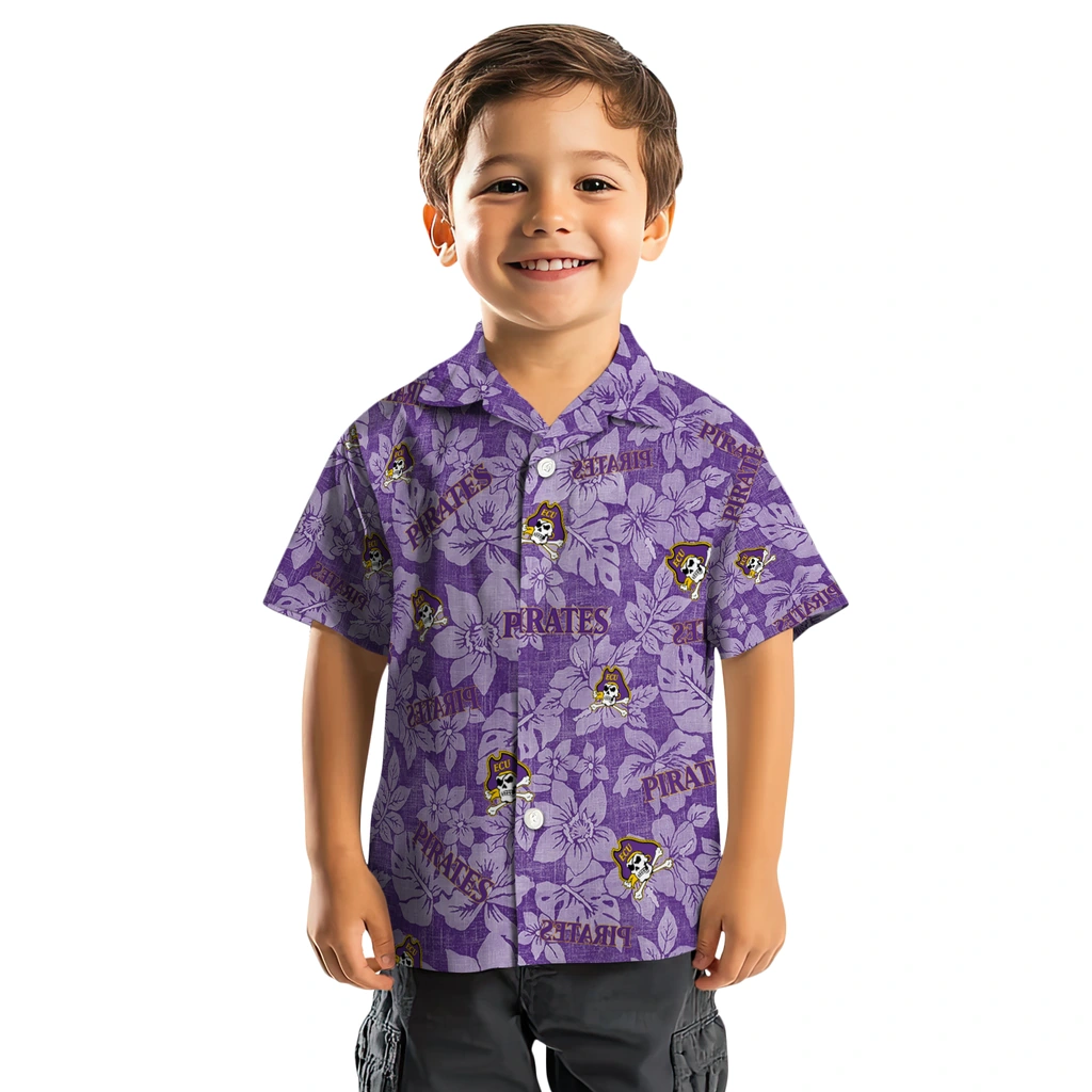East Carolina Pirates Hawaiian Shirt - Hibiscus Oasis east carolina pirates hibiscus oasis purple hawaiian shirts top rated