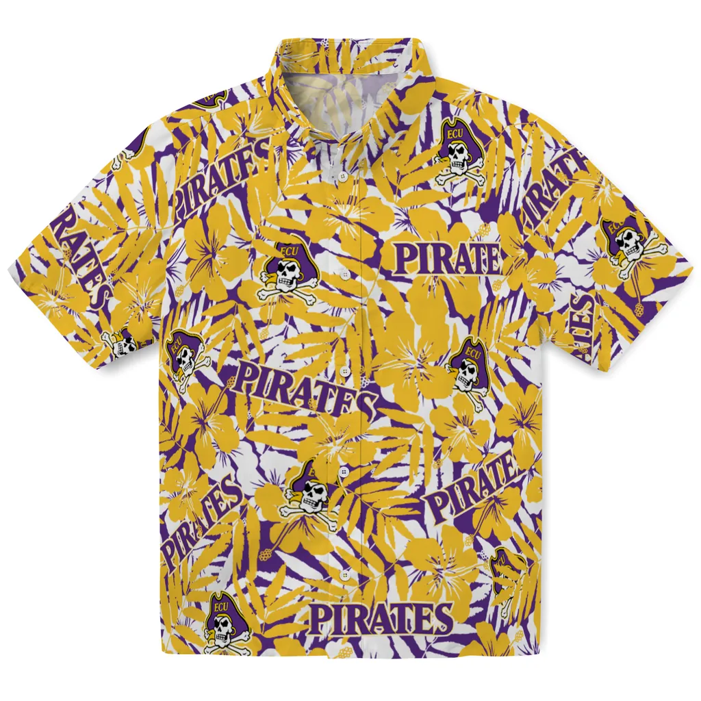 East Carolina Pirates Hawaiian Shirt - Hibiscus Overlay east carolina pirates hibiscus overlay hawaiian shirts best selling