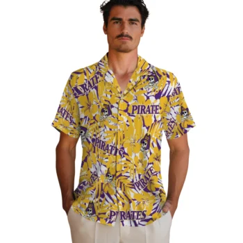 east carolina pirates hibiscus overlay hawaiian shirts fashion forward