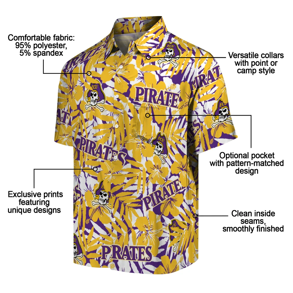 East Carolina Pirates Hawaiian Shirt - Hibiscus Overlay east carolina pirates hibiscus overlay hawaiian shirts new arrival