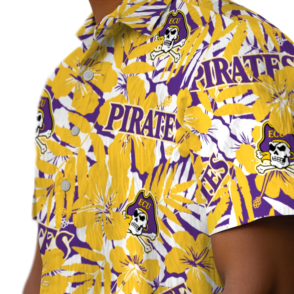 East Carolina Pirates Hawaiian Shirt - Hibiscus Overlay east carolina pirates hibiscus overlay hawaiian shirts trendy