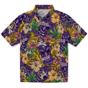 east carolina pirates tiki jungle purple hawaiian shirts best selling