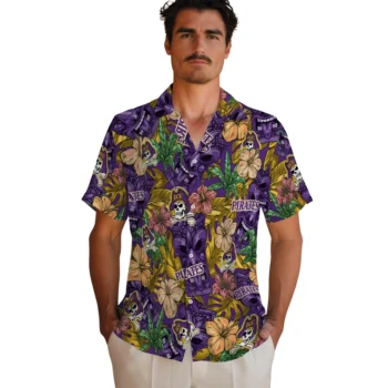 east carolina pirates tiki jungle purple hawaiian shirts fashion forward