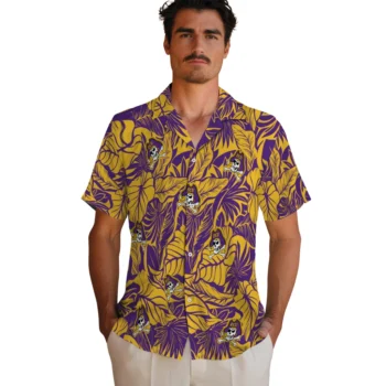 east carolina pirates monstera layer purple hawaiian shirts fashion forward