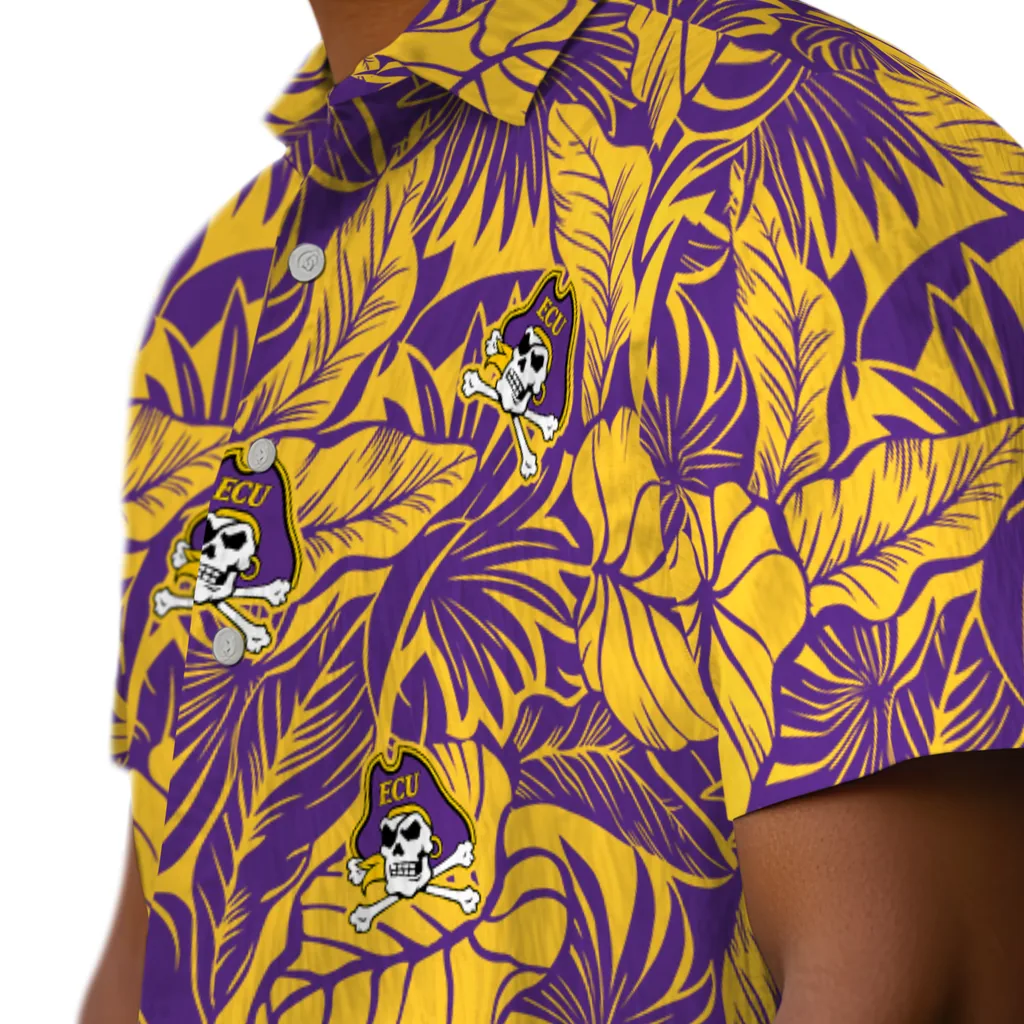 East Carolina Pirates Hawaiian Shirt - Monstera Layer east carolina pirates monstera layer purple hawaiian shirts trendy