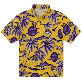 east carolina pirates palm sunset hawaiian shirts best selling