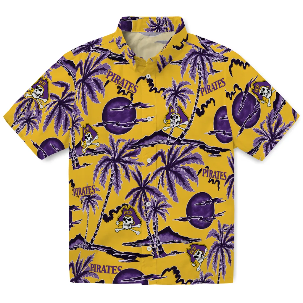 East Carolina Pirates Hawaiian Shirt - Palm Sunset east carolina pirates palm sunset hawaiian shirts best selling
