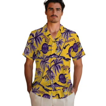 east carolina pirates palm sunset hawaiian shirts fashion forward