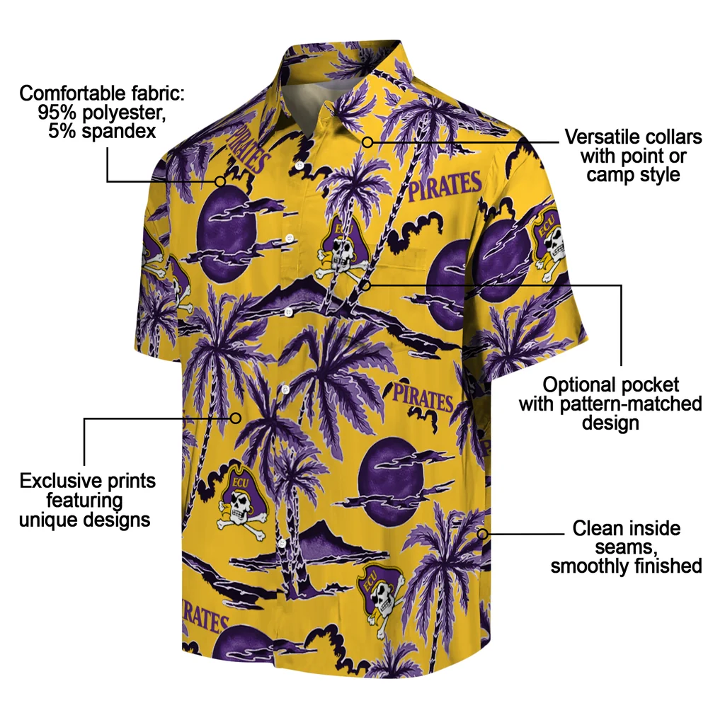 East Carolina Pirates Hawaiian Shirt - Palm Sunset east carolina pirates palm sunset hawaiian shirts new arrival