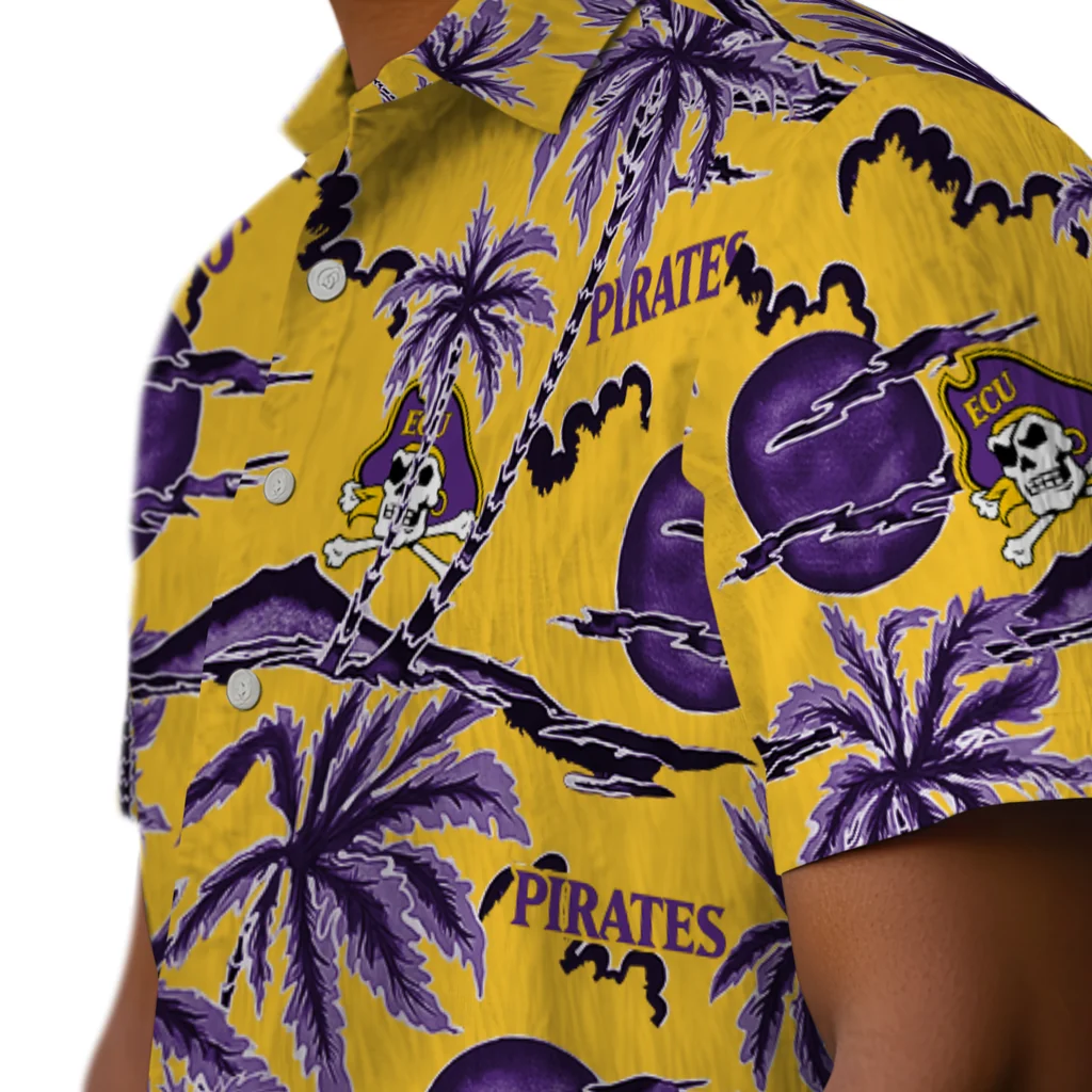 East Carolina Pirates Hawaiian Shirt - Palm Sunset east carolina pirates palm sunset hawaiian shirts trendy